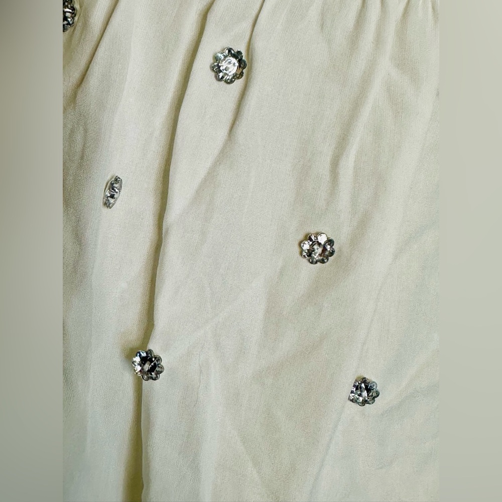Hill House White Square Neck Puff Sleeve Embellished Top. Size Medium - Picture 9 of 11